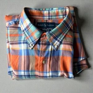 Polo Ralph Lauren custom fit brushed twill cotton plaid button down shirt | L